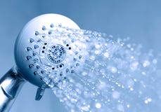 Douche avec l'eau courante images stock Douche avec l'eau courante images stock