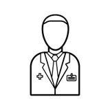 Doutor de medicina masculino em um revestimento branco com um crachá, trabalhador do setor da saúde para o tratamento das doenças ilustração royalty free Doutor de medicina masculino em um revestimento branco com um crachá, trabalhador do setor da saúde para o tratamento das doenças ilustração royalty free