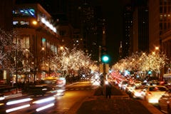 Downtown Chicago At Night Royalty Free Stock Images