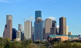 Downtown city skyline of Houston from Buffalo Bayou Park royalty free stock photos Downtown city skyline of Houston from Buffalo Bayou Park royalty free stock photos