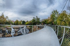 Downtown of greenville south carolina around falls park royalty free stock image Downtown of greenville south carolina around falls park royalty free stock image