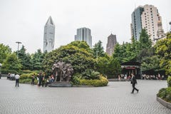 Downtown Shanghai where the people are walking on the streets stock image Downtown Shanghai where the people are walking on the streets stock image