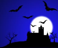 Dracula castle bats illustration stock illustration Dracula castle bats illustration stock illustration