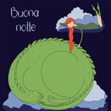 Drago della ragazza di notte illustrazione di stock Drago della ragazza di notte illustrazione di stock