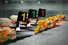 Dragon Boats At The Dock. Royalty Free Stock Photography