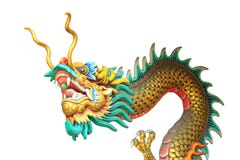 Dragon head and body statue isolated on white background stock image Dragon head and body statue isolated on white background stock image