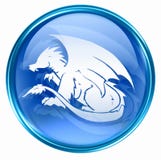 Dragon Zodiac Icon Blue Royalty Free Stock Image