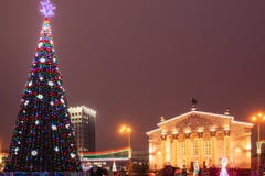 Drama Theater of the city of Gomel in the New Year`s time stock image Drama Theater of the city of Gomel in the New Year`s time stock image