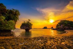 Sunset over Laopilae archipelago around Ko Hong island near Krabi, Thailand Stock Photos Sunset over Laopilae archipelago around Ko Hong island near Krabi, Thailand Stock Photos