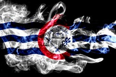 Drapeau de fumée de ville de Cincinnati, état de l'Ohio, Etats-Unis d'Amérique image stock Drapeau de fumée de ville de Cincinnati, état de l'Ohio, Etats-Unis d'Amérique image stock