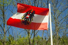 Drapeau national de l'Autriche avec l'aigle fédéral photo libre de droits Drapeau national de l'Autriche avec l'aigle fédéral photo libre de droits