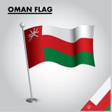 Drapeau national de drapeau de l'OMAN de l'OMAN sur un poteau illustration stock Drapeau national de drapeau de l'OMAN de l'OMAN sur un poteau illustration stock