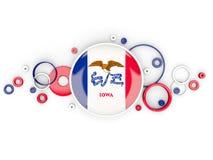 Drapeau rond de l'Iowa avec le modèle de cercles Fla de gens du pays des Etats-Unis illustration stock Drapeau rond de l'Iowa avec le modèle de cercles Fla de gens du pays des Etats-Unis illustration stock