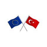 Drapeaux de croisement de l'union de l'Europe et de la Turquie, candidat à l'entrée à l'UE Concept de coopération entre les deux illustration de vecteur Drapeaux de croisement de l'union de l'Europe et de la Turquie, candidat à l'entrée à l'UE Concept de coopération entre les deux illustration de vecteur