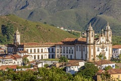 Draufsicht der Mitte der historischen Stadt Ouro Preto in Minas Gerais, Brasilien stockfotos Draufsicht der Mitte der historischen Stadt Ouro Preto in Minas Gerais, Brasilien stockfotos