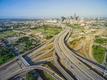 Draufsicht Houston im Stadtzentrum gelegene und zwischenstaatliche Landstraße 69 stockfotografie Draufsicht Houston im Stadtzentrum gelegene und zwischenstaatliche Landstraße 69 stockfotografie