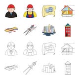 Drawing accessories, metropolis, house model. Architecture set collection icons in cartoon,outline style vector symbol Royalty Free Stock Photography Drawing accessories, metropolis, house model. Architecture set collection icons in cartoon,outline style vector symbol Royalty Free Stock Photography