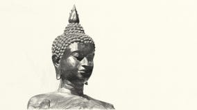 Drawing Black And White Of Buddha Statue Royalty Free Stock Photo