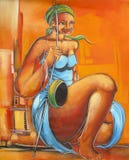 Drawing on the life of the African people. Royalty Free Stock Images Drawing on the life of the African people. Royalty Free Stock Images