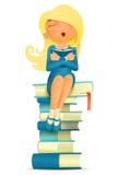 Dreaming girl sitting on her favorite books vector illustration Dreaming girl sitting on her favorite books vector illustration