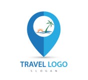 Travel logo, beach vector illustration - Vector template stock illustration Travel logo, beach vector illustration - Vector template stock illustration
