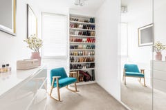 Dreamy wardrobe with shoe closet stock images Dreamy wardrobe with shoe closet stock images