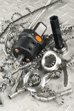 Drehbankhilfsmittel- und -schraubenlehre stockbilder Drehbankhilfsmittel- und -schraubenlehre stockbilder