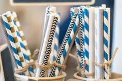 Drinking paper colorful straws for reusable and reduce the use of plastic straw stock photo Drinking paper colorful straws for reusable and reduce the use of plastic straw stock photo