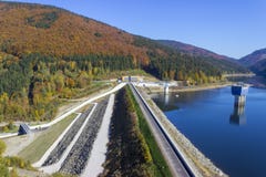 Drinking water reservoir Sance Recice with tower royalty free stock photo Drinking water reservoir Sance Recice with tower royalty free stock photo