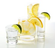 Drinks with lemon and lime. stock photography Drinks with lemon and lime. stock photography