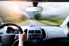 Driver S Hands On Steering Wheel Inside Of A Car Stock Photos Driver S Hands On Steering Wheel Inside Of A Car Stock Photos