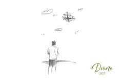 Drone concept. Hand drawn isolated vector. royalty free illustration Drone concept. Hand drawn isolated vector. royalty free illustration