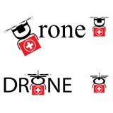Drone Delivering First Aid Box. Technology in Medical Industry Concept. Simple vector sign, logo royalty free illustration Drone Delivering First Aid Box. Technology in Medical Industry Concept. Simple vector sign, logo royalty free illustration