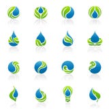 Drops and leaves. Vector logo template set. Stock Photo Drops and leaves. Vector logo template set. Stock Photo