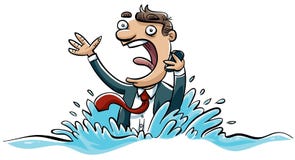 Cartoon Drowning Businessman Stock Vector - Image: 64074724