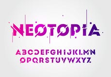 Vector illustration abstract technology neon font and alphabet. techno effect logo designs. Typography digital space concept.