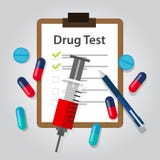 Drug test medical document report illegal narcotic and addiction detection result vector illustration Drug test medical document report illegal narcotic and addiction detection result vector illustration
