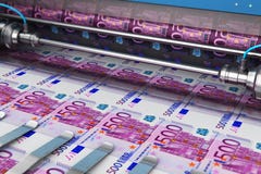 Drukować 500 Euro pieniędzy banknotów royalty ilustracja Drukować 500 Euro pieniędzy banknotów royalty ilustracja