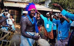 Drummer in Kallazhi temple festival