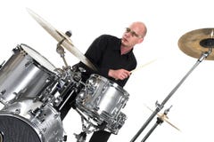Drummer On White Royalty Free Stock Photo