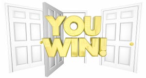 Du segrar den Lucky Choice Open Door Words 3d illustrationen royaltyfri illustrationer Du segrar den Lucky Choice Open Door Words 3d illustrationen royaltyfri illustrationer