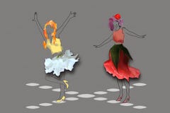 Duas meninas bonitas nas saias da dança das rosas Imagens de Stock Royalty Free Duas meninas bonitas nas saias da dança das rosas Imagens de Stock Royalty Free
