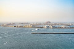 Dubai - January 27: Top view of Dubai The Palm and hotels in the royalty free stock images Dubai - January 27: Top view of Dubai The Palm and hotels in the royalty free stock images