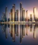 Dubaj Marina zatoki widok od Palmowego Jumeirah, UAE Fotografia Stock Dubaj Marina zatoki widok od Palmowego Jumeirah, UAE Fotografia Stock