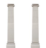Due hanno isolato le colonne architettoniche su un fondo bianco immagine stock libera da diritti Due hanno isolato le colonne architettoniche su un fondo bianco immagine stock libera da diritti