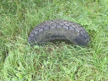 Dug in the wheel as a fence stock images Dug in the wheel as a fence stock images