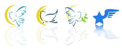 Duif en vliegende emblemen vector illustratie Duif en vliegende emblemen vector illustratie