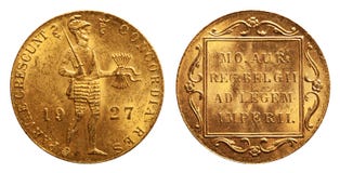 Dukat holandés 1927 del oro de moneda fotografía de archivo libre de regalías Dukat holandés 1927 del oro de moneda fotografía de archivo libre de regalías