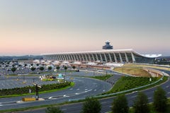 Dulles luchthaven bij dageraad dichtbij Washington DC royalty-vrije stock foto Dulles luchthaven bij dageraad dichtbij Washington DC royalty-vrije stock foto