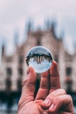 Duomo, Italy. Reflection with glass sphere stock images Duomo, Italy. Reflection with glass sphere stock images